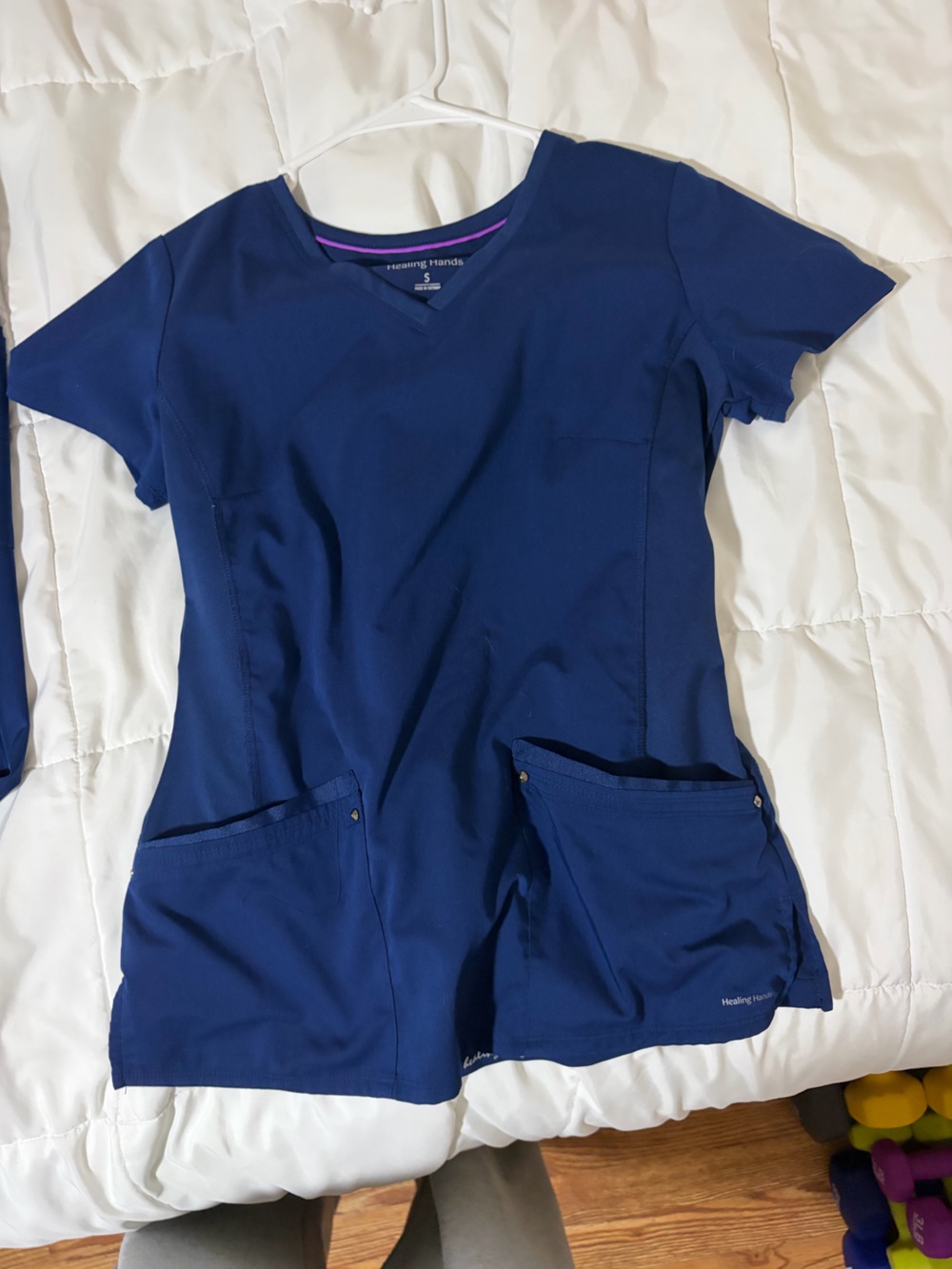 healing hands Women's Stretch Scrub Top in Royal Blue